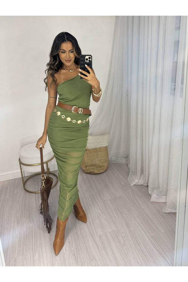 Vestido Midi em Tule Verde Marys