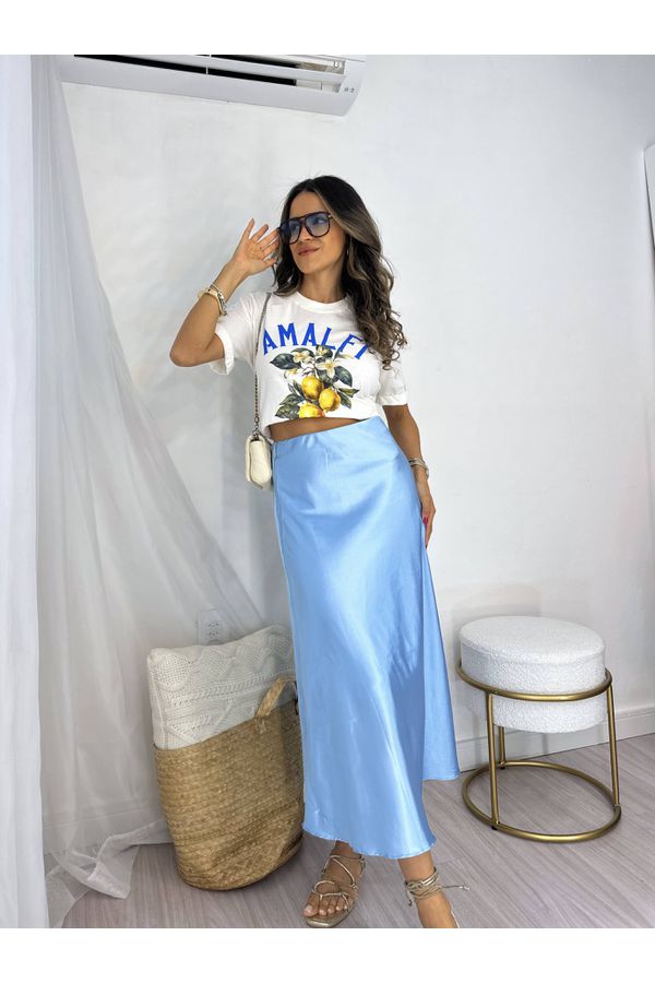 Saia Acetinada Azul Mavy
