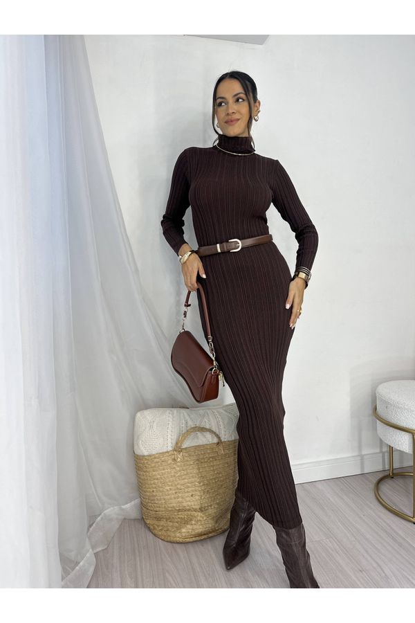Vestido Midi Modal Marrom Orleans