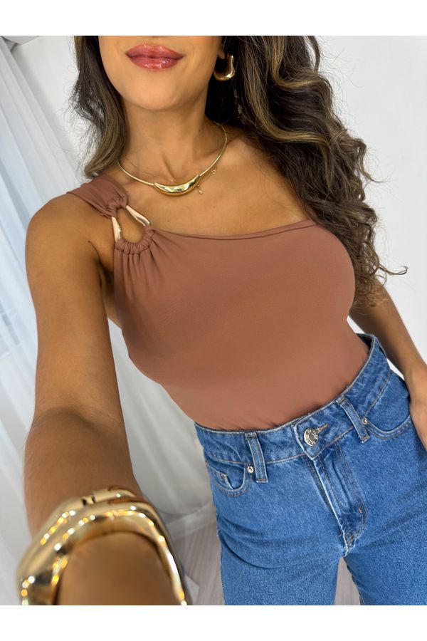 Body Um Ombro Só Marrom Selena