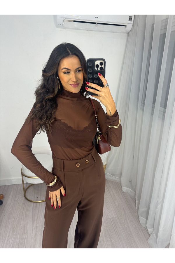 Blusa em Tule Marrom Vile