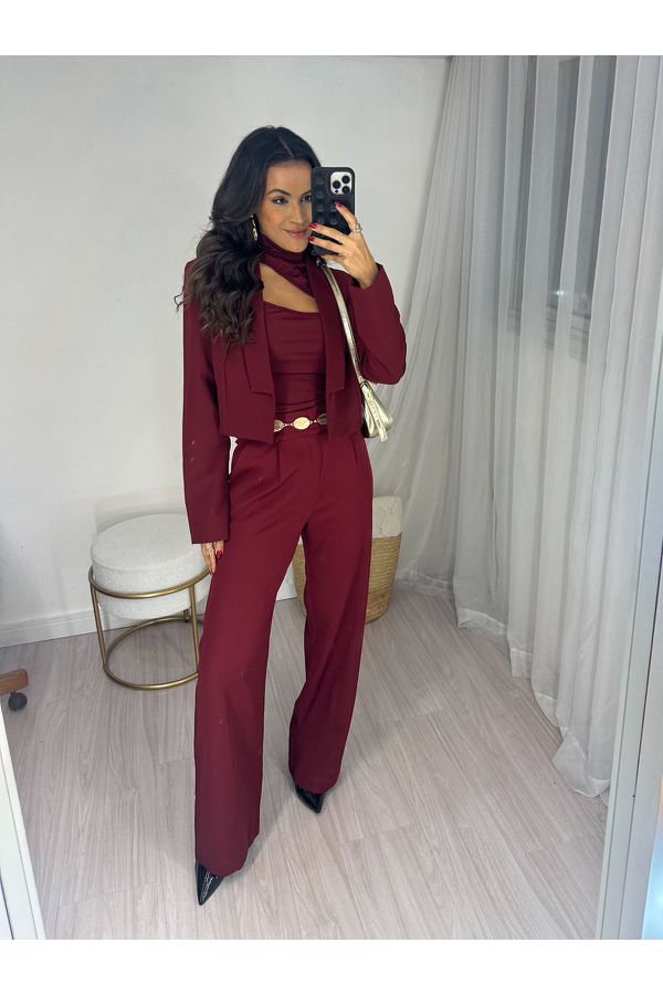 Calça Alfaiataria Wide Leg Vinho Tuty