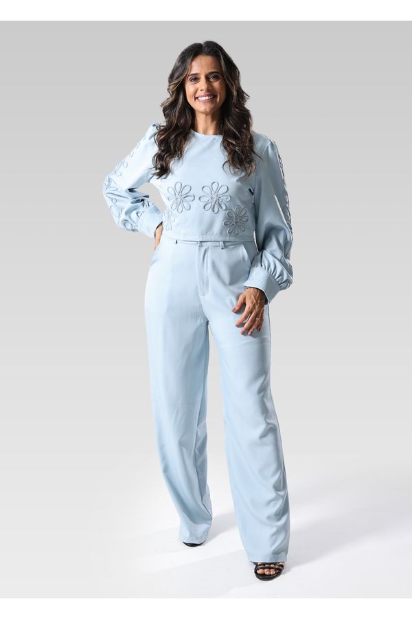Conjunto Feminino Alfaiataria Bordado Azul - 9744 - LOJA TRAJE MANIA