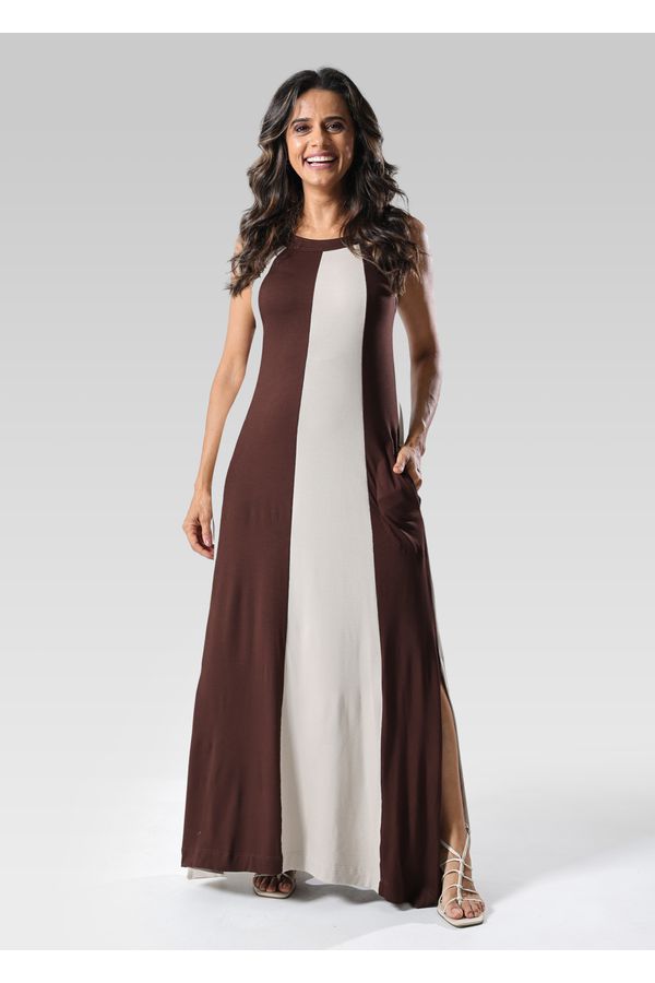 Vestido Longo Regata Em Malha Marrom - 1109 - LOJA TRAJE MANIA