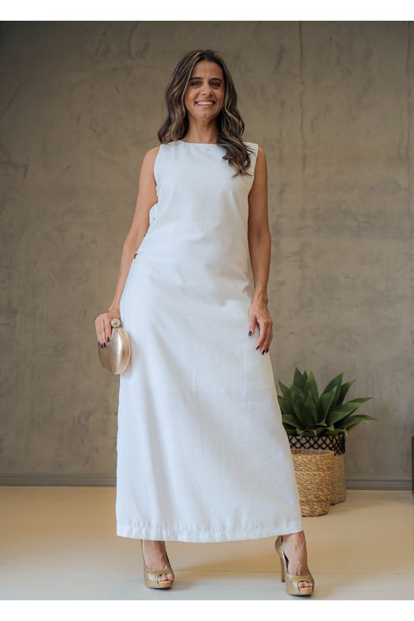 VESTIDO BASICO OFF WHITE - LEZ A LEZ - LOJA TRAJE MANIA