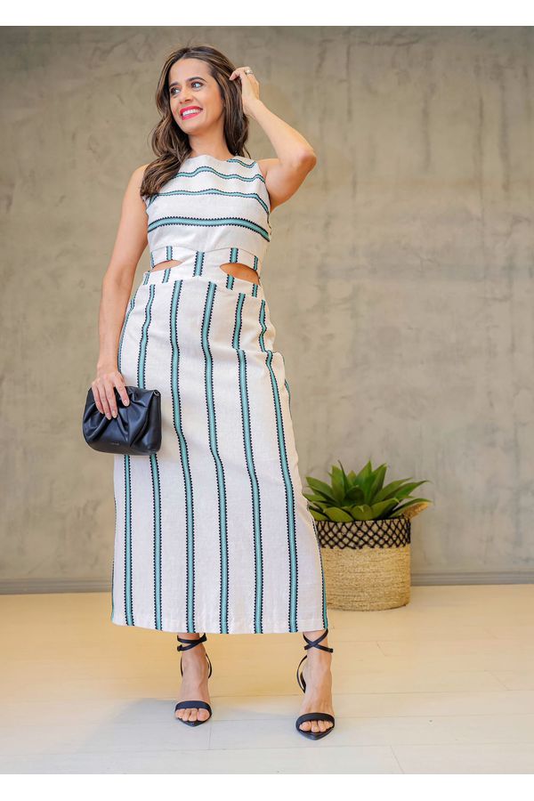 vestido midi estampado - LOJA TRAJE MANIA