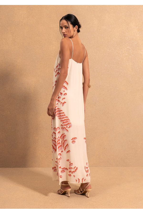 vestido estampado BEGE - LOJA TRAJE MANIA