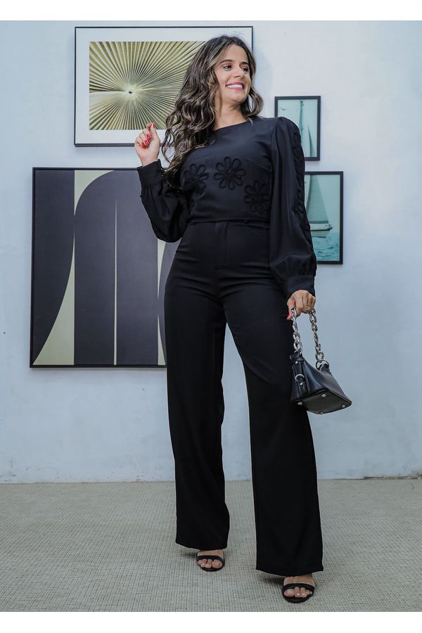 Conjunto Feminino Alfaiataria Bordado Preto - 0005... - LOJA TRAJE MANIA