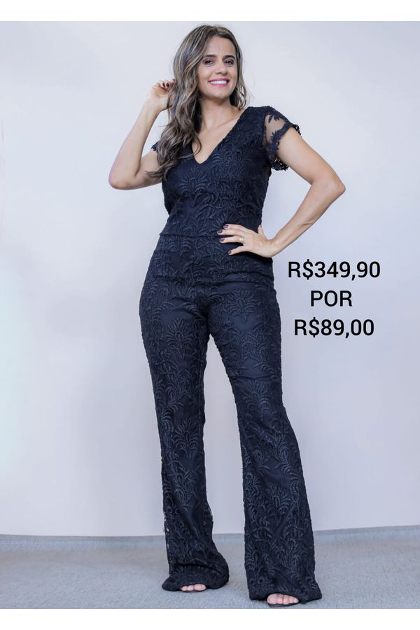 macacão renda decote V COLOR - LOJA TRAJE MANIA