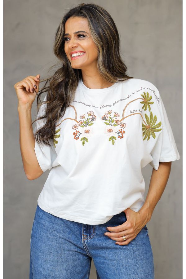 blusa bordada BEGE - LOJA TRAJE MANIA