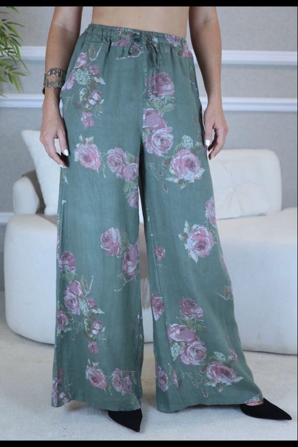 CALÇA ELISANDRA MILITAR - Loja Linho Italiano
