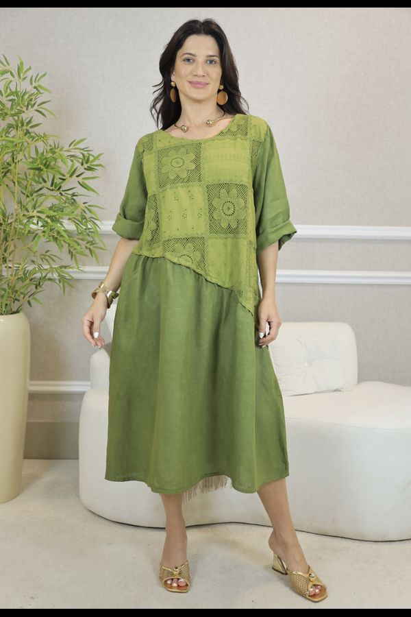 VESTIDO ALANA PISTACHE - Loja Linho Italiano