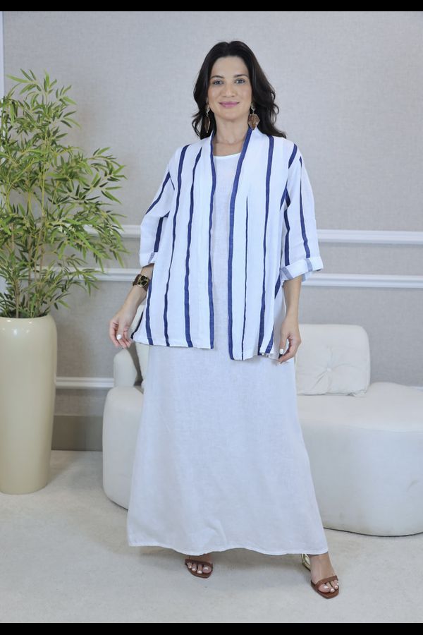 VESTIDO YARA COM CASAQUETO YARA BRANCO - Loja Linho Italiano