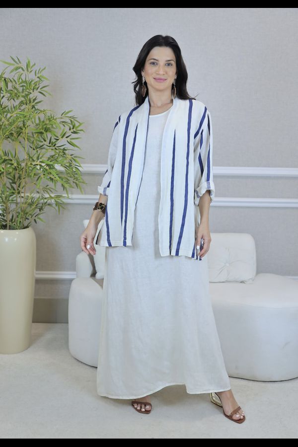 VESTIDO YARA COM CASAQUETO YARA OFF WHITE - Loja Linho Italiano
