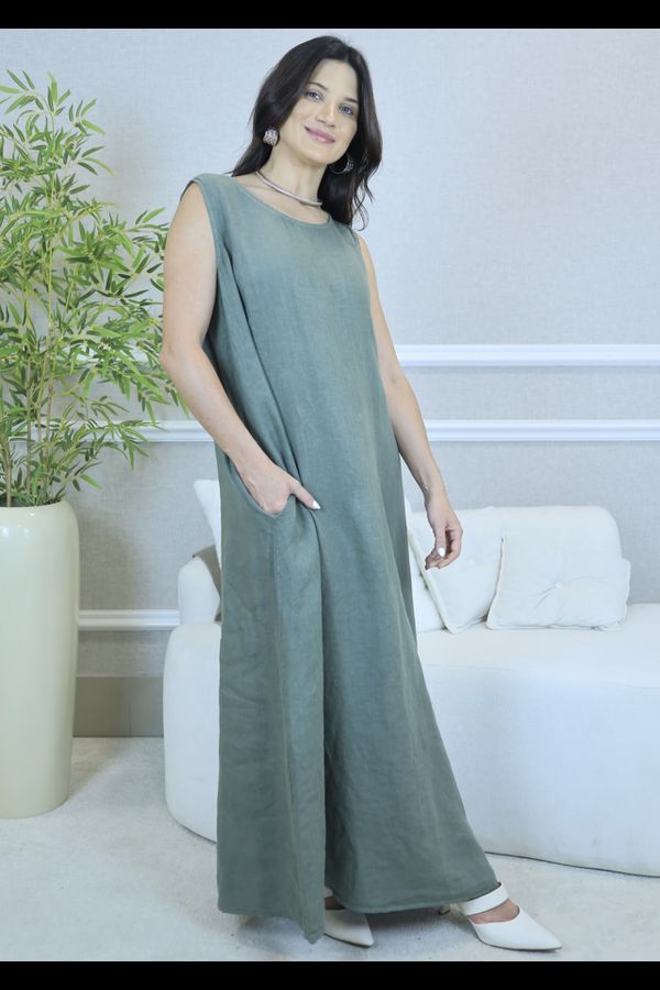 VESTIDO NELLY COM CARDIGAN NELLY MILITAR - Loja Linho Italiano