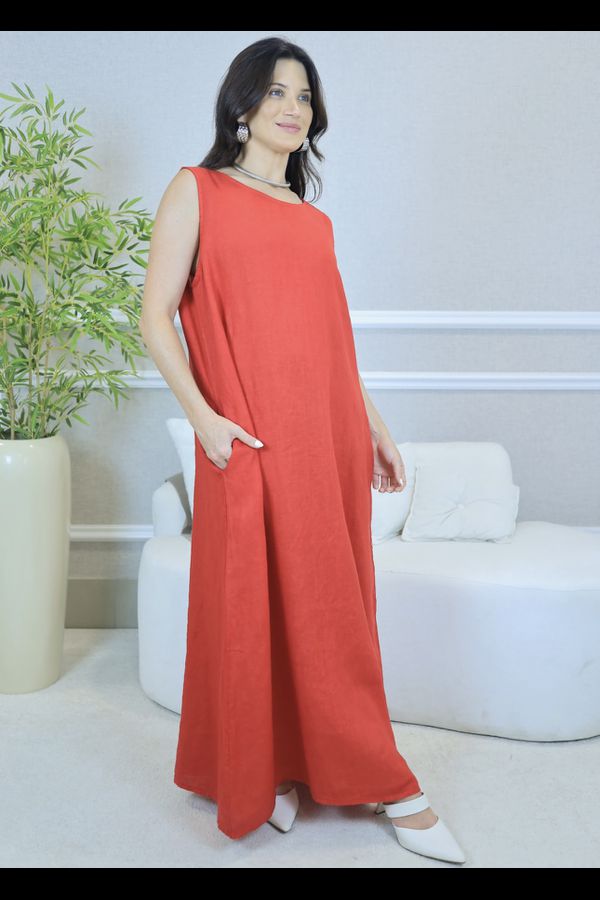 VESTIDO NELLY COM CARDIGAN NELLY VERMELHO - Loja Linho Italiano