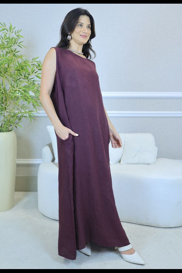 VESTIDO NELLY COM CARDIGAN NELLY BORDO - Loja Linho Italiano