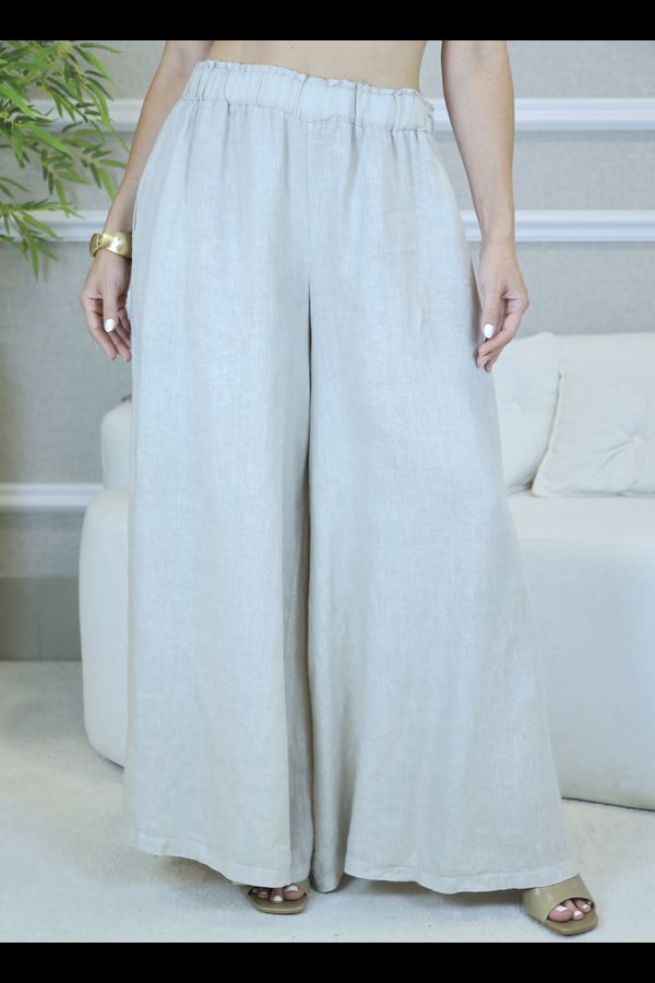 CALÇA MARITA BEGE - Loja Linho Italiano