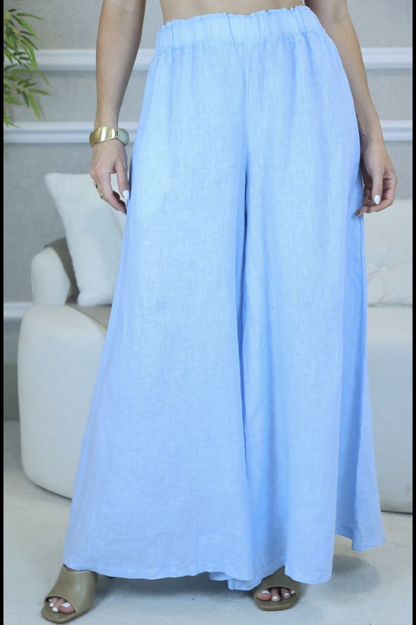 CALÇA MARITA AZUL BEBE - Loja Linho Italiano