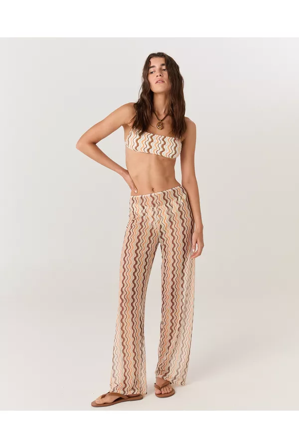 CALÇA TULE ESTAMPADA WAVES YASMIM 