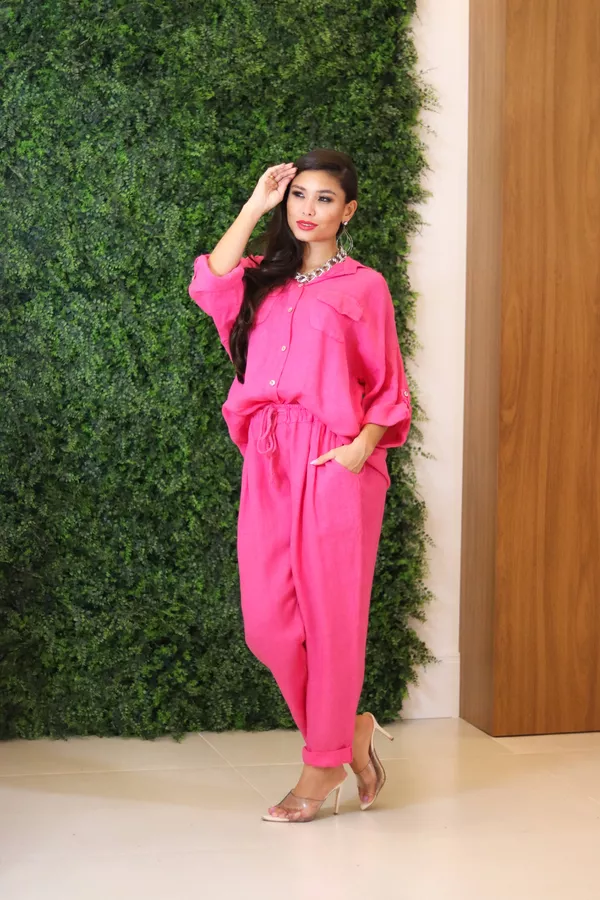 Conjunto Clássico Linho Italiano Pink - Loja Linho Italiano