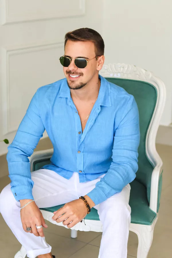 Camisa Masculina Manga Longa Samuel - Linho Italia... - Loja Linho Italiano