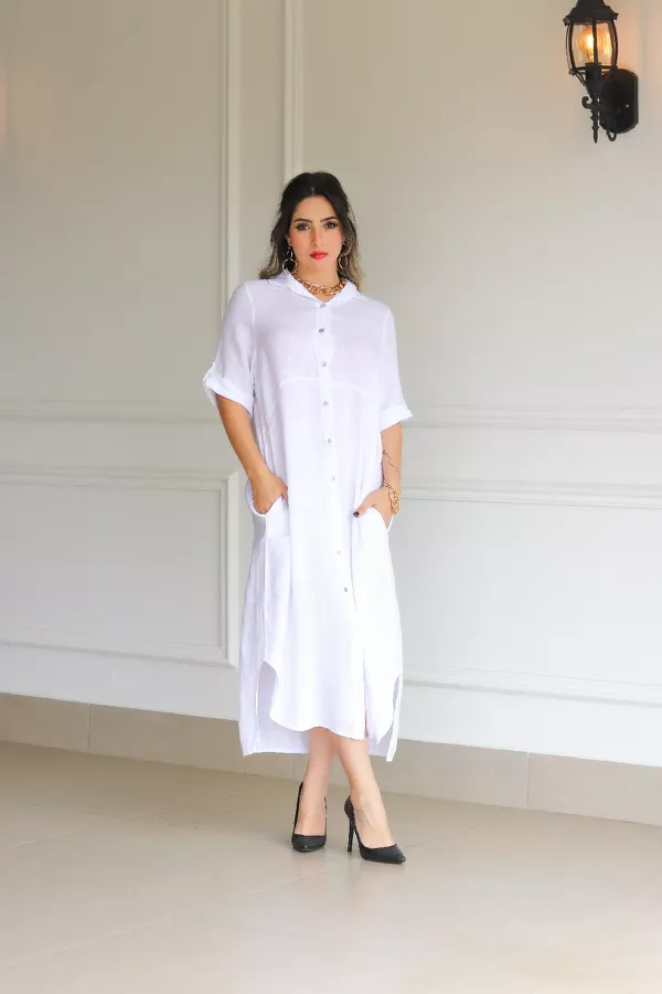 Chemise Classica Linho Italiano Branco - Loja Linho Italiano