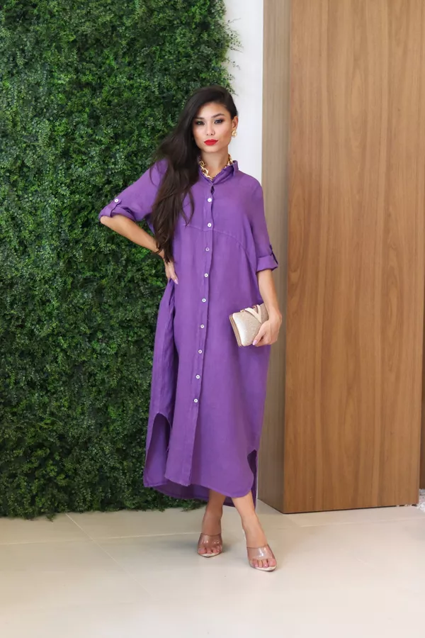 Chemise Classica Linho Italiano Roxo - Loja Linho Italiano