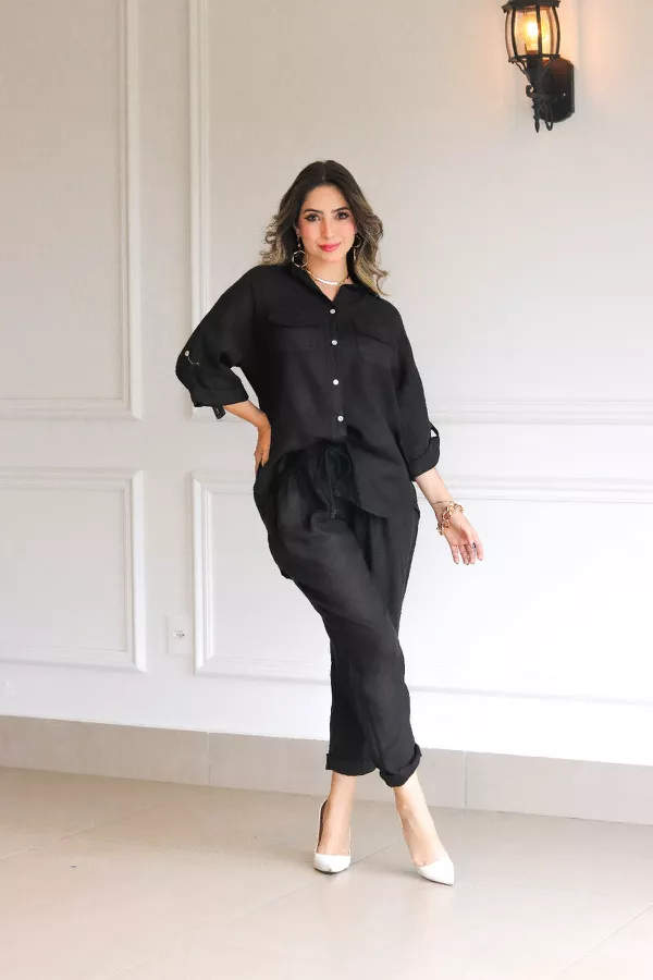 Conjunto Clássico Linho Italiano Preto - Loja Linho Italiano