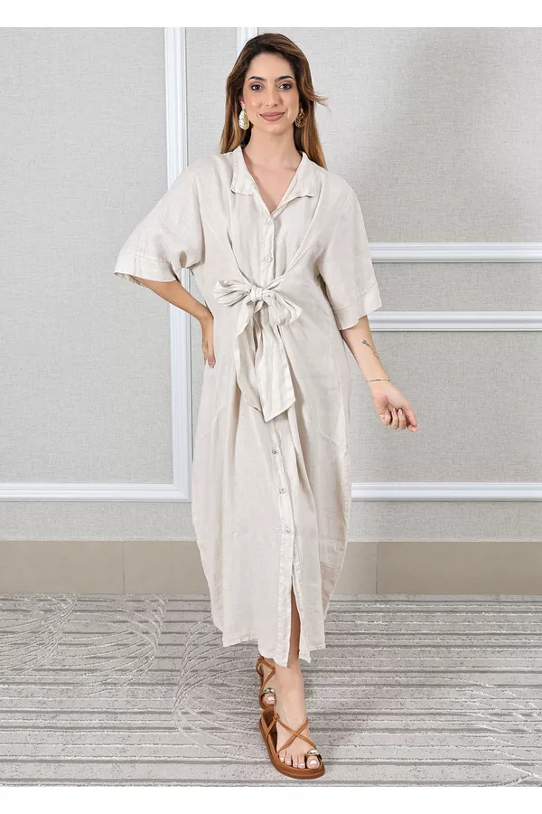 Chemise Sabrina Bege - Loja Linho Italiano