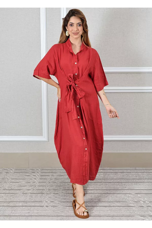 Chemise Sabrina Linho Italiano Vermelho - Loja Linho Italiano