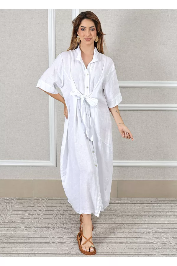 Chemise Sabrina Linho Italiano Branco - Loja Linho Italiano