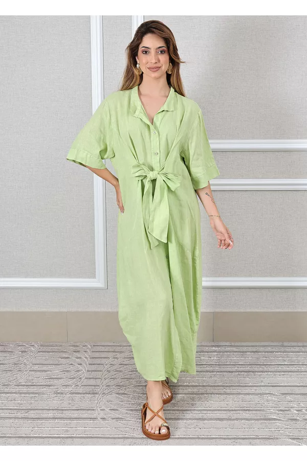 Chemise Sabrina Linho Italiano Verde Lima - Loja Linho Italiano