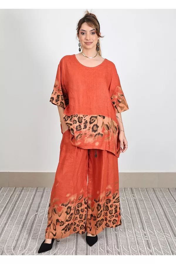 Conjunto Carolina Linho Italiano Terracota - Loja Linho Italiano