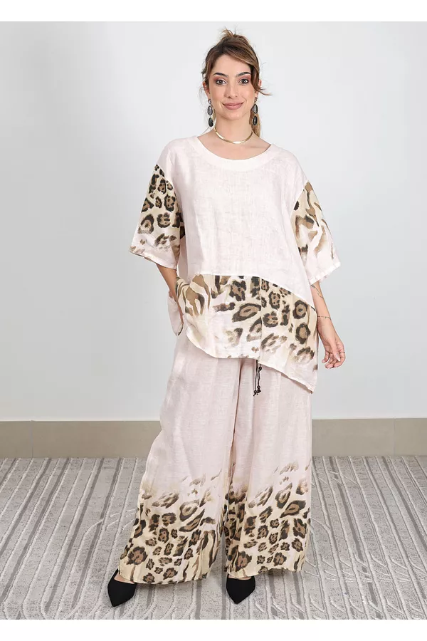 Conjunto Carolina Linho Italiano Rosa Bebe - Loja Linho Italiano