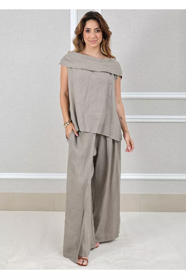 Conjunto Gabriela Linho Italiano Fendi - Loja Linho Italiano