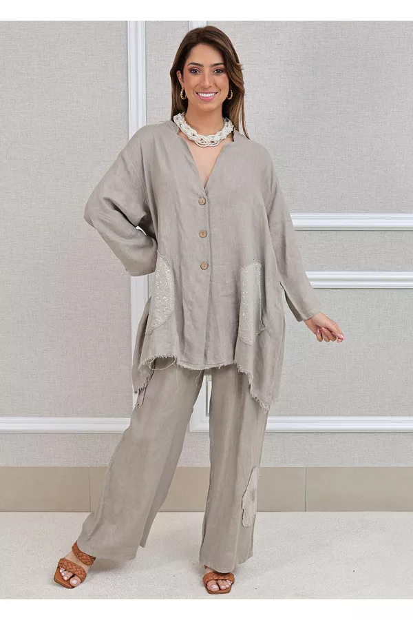 Conjunto Renata Linho Italiano Fendi - Loja Linho Italiano