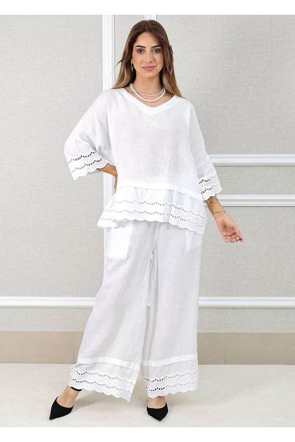 Conjunto Lys Linho Italiano Branco - Loja Linho Italiano