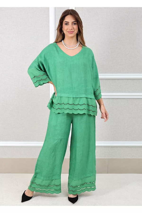 Conjunto Lys Linho Italiano Verde Bandeira - Loja Linho Italiano