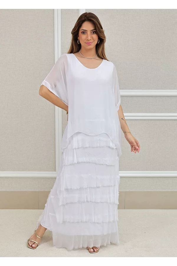 Vestido Pietra Seda Italiana Branco - Loja Linho Italiano