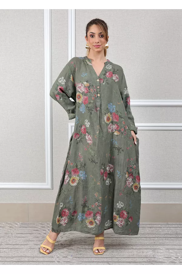 Tunica Erika Linho Italiano Verde Militar - Loja Linho Italiano