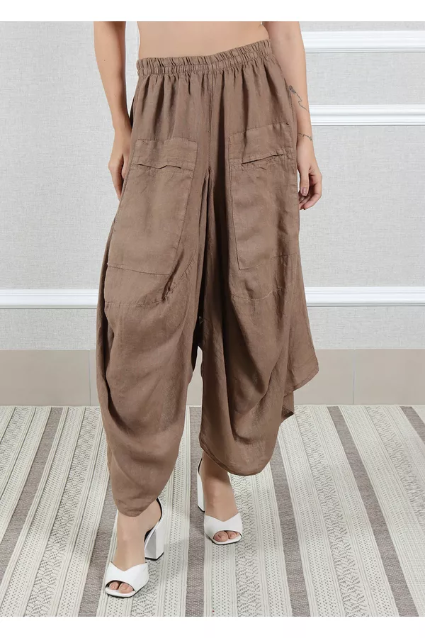 Calça Saruel Linho Italiano Chocolate - Loja Linho Italiano