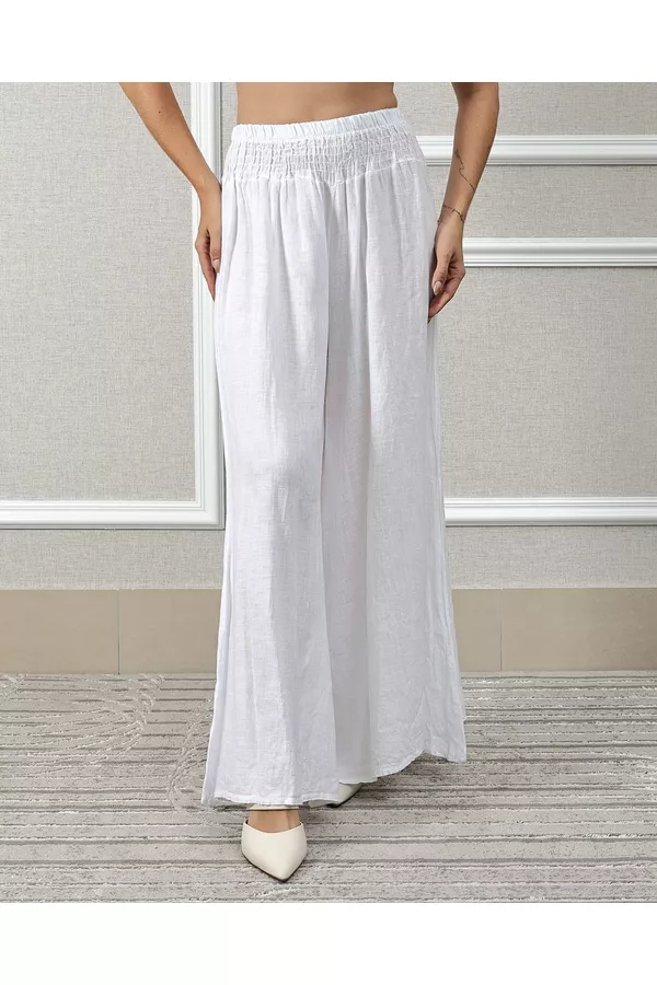 Calça Karina Linho Italiano Branco - Loja Linho Italiano