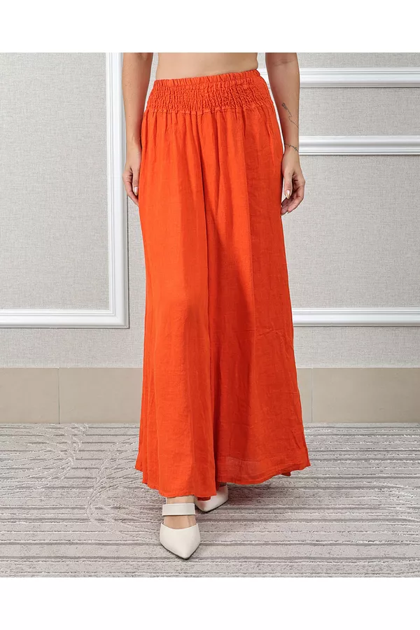 Calça Karina Linho Italiano Laranja - Loja Linho Italiano