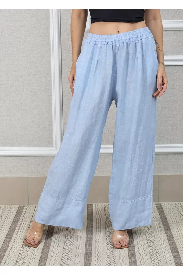 Calça Zara Linho Italiano Azul Bebe - Loja Linho Italiano