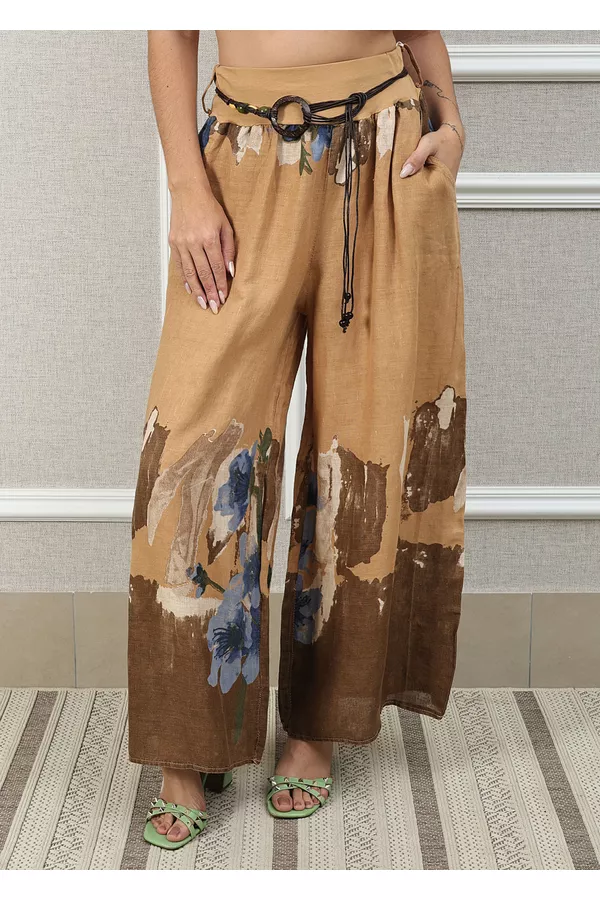 Calça Andrea Linho Italiano Caramelo - Loja Linho Italiano