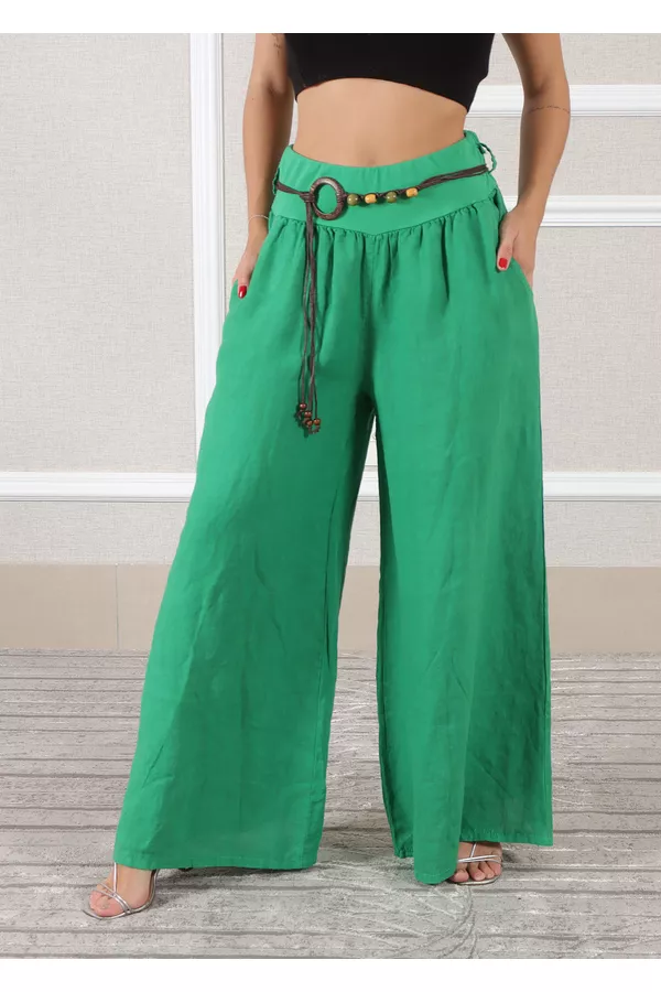 Calça Oliva Linho Italiano Verde Bandeira - Loja Linho Italiano