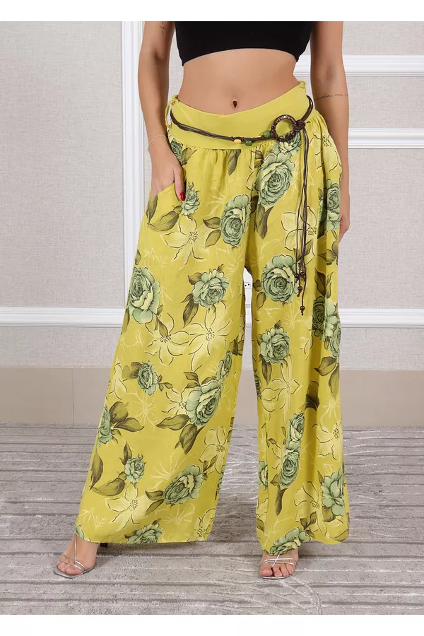 Calça Bonnie Linho Italiano Mostarda - Loja Linho Italiano