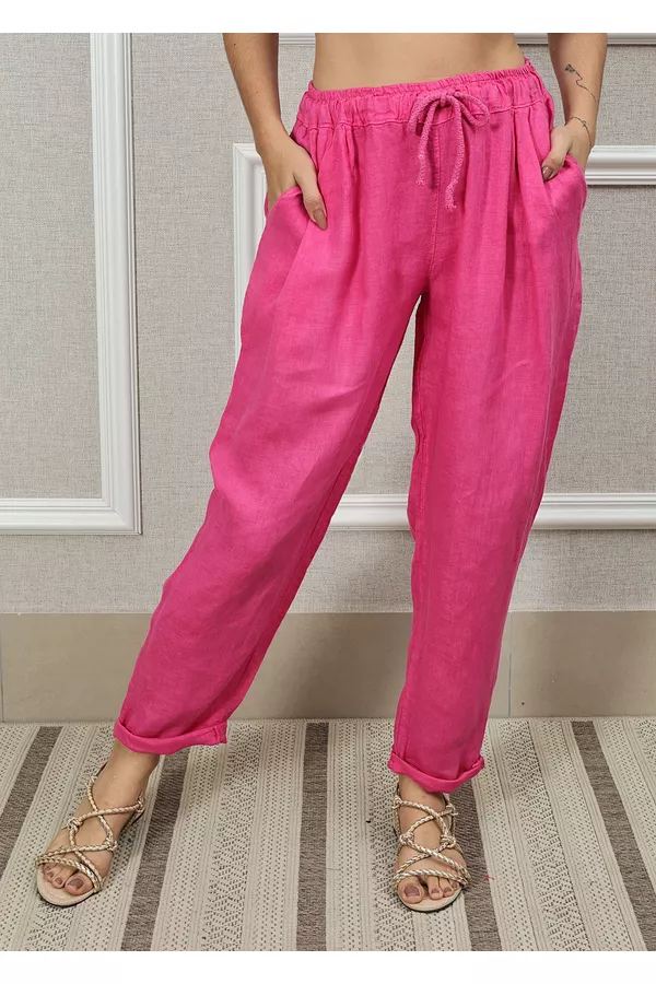 Calça Clássica Linho Italiano Pink - Loja Linho Italiano