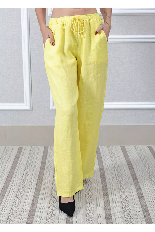 Calça Jane Linho Italiano Amarelo - Loja Linho Italiano